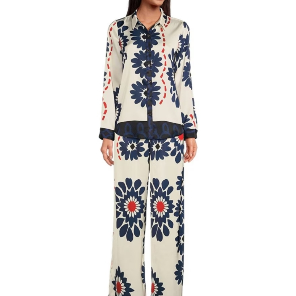 Nordstrom Blue and Red Wide Leg Jumpsuit